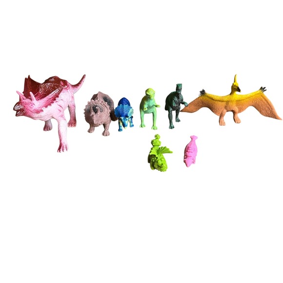 Unbranded Other - Vintage Style Plastic Dinosaur Toy Figure Lot Mixed Species Multi Color 8pc